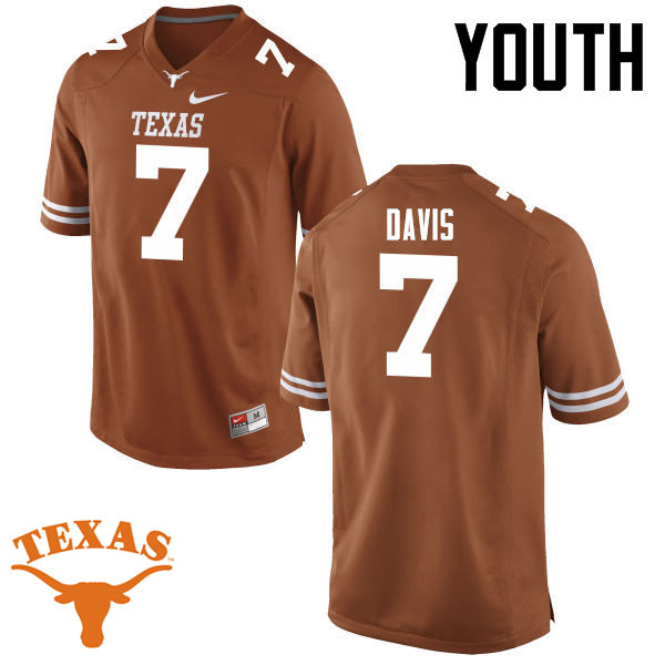 Youth #7 Antwuan Davis Texas Longhorns College Football Jerseys-Tex Orange